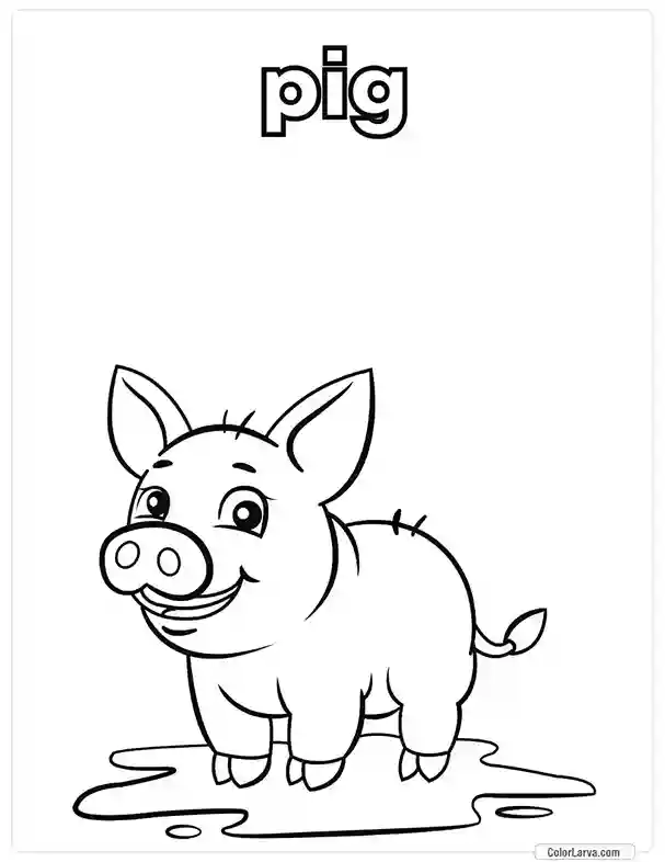 17. Animal Coloring Pages for Kids - Pig