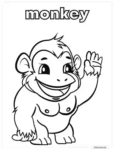 20. Animal Coloring Pages for Kids - Monkey