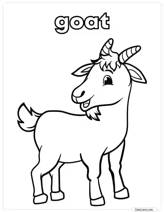 8. Animal Coloring Pages for Kids - - Goat