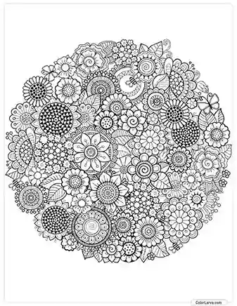 Doodle Flowers Round