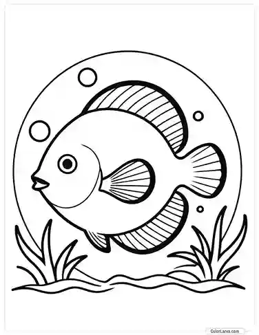 Cute Coloring Pages for Kids 13 fish discus