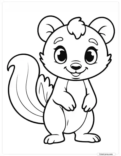 Cute Coloring Pages for Kids 29 skunk-hand-drawn-kids-page