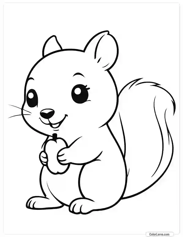 Cute Coloring Pages for Kids 36 squirrel-with-nut