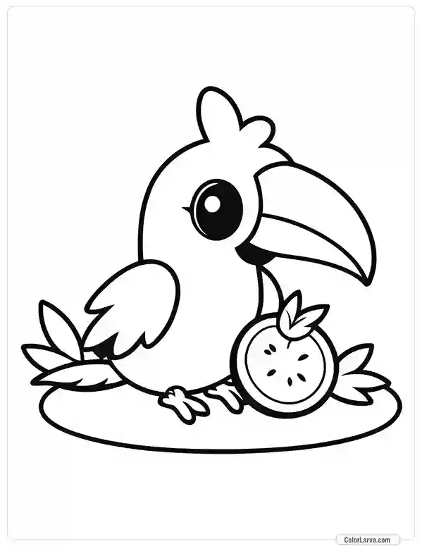 Cute Coloring Pages for Kids 37 toucan-eating-tropical-fruit-vector-coloring-book-kids