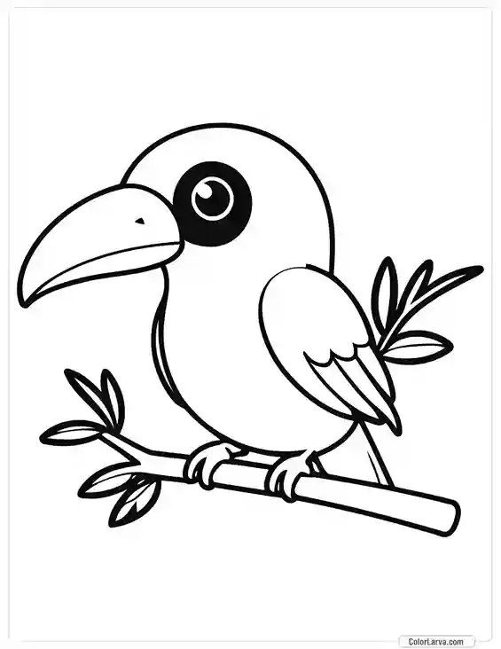 Cute Coloring Pages for Kids 38 toucan-perched-branch_