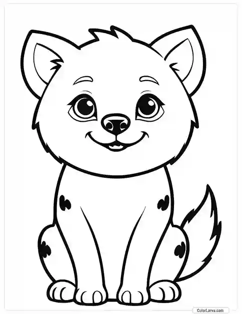 Cute Coloring Pages for Kids 54 cute-hyena-drawing-toddlers-colouring-page