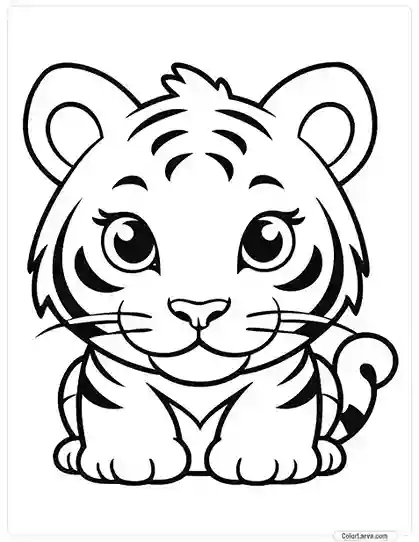 Cute Coloring Pages for Kids 67 cute-tiger-drawing-kids-page