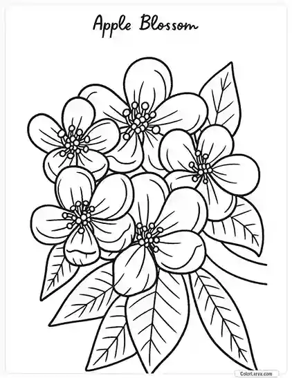 Flower Coloring Pages - Apple Blossom