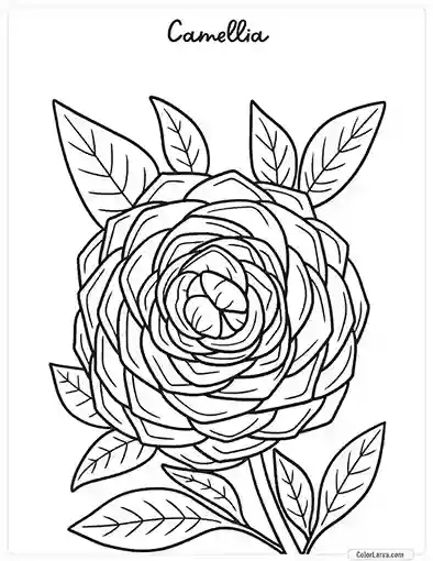 Flower Coloring Pages - Camellia