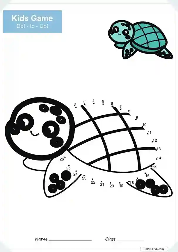 Free Connect the Dots Game Worksheet 11 Turtle