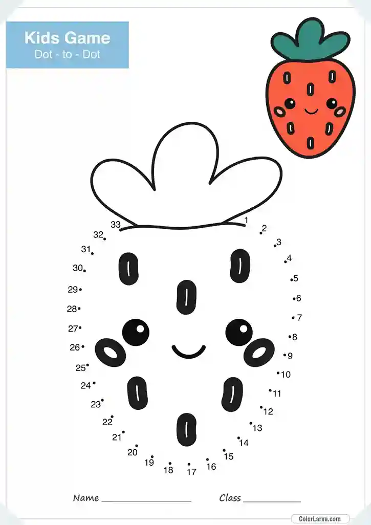 Free Connect the Dots Game Worksheet 12 Strawberry