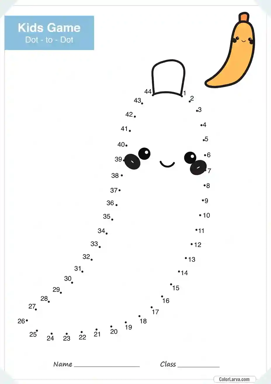 Free Connect the Dots Game Worksheet 14 Banana