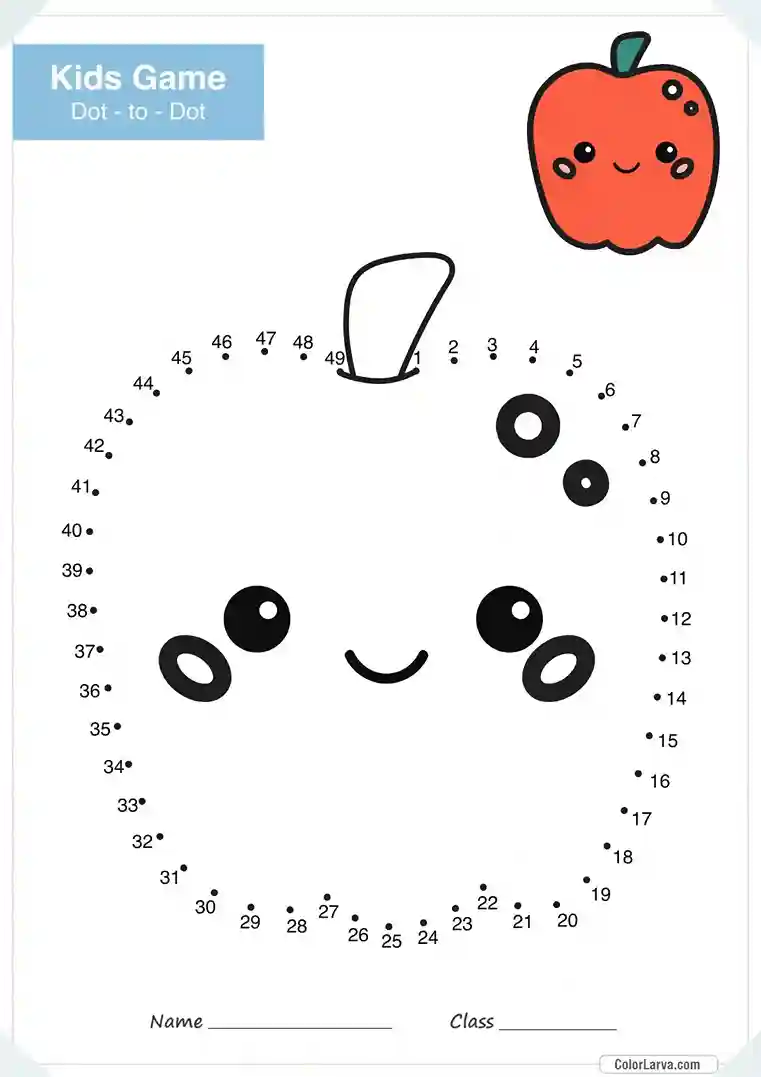 Free Connect the Dots Game Worksheet 15 Apple