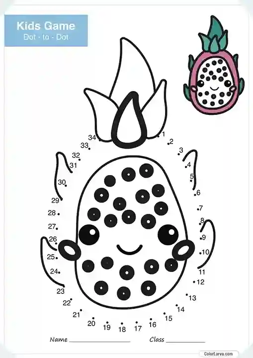 Free Connect the Dots Game Worksheet 17 Dragon Fruit