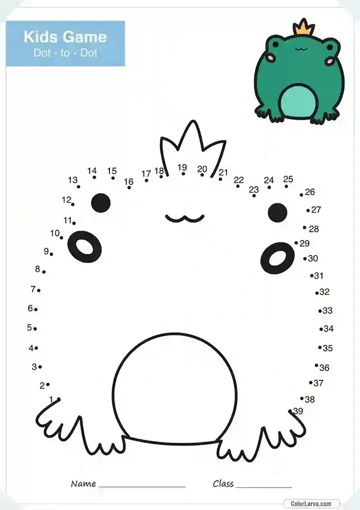 Free Connect the Dots Game Worksheet 18 Frog