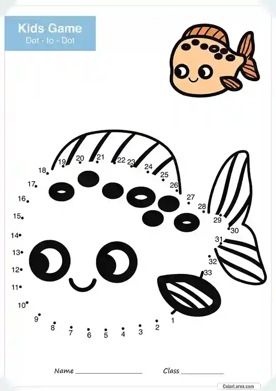 Free Connect the Dots Game Worksheet 7 Fish