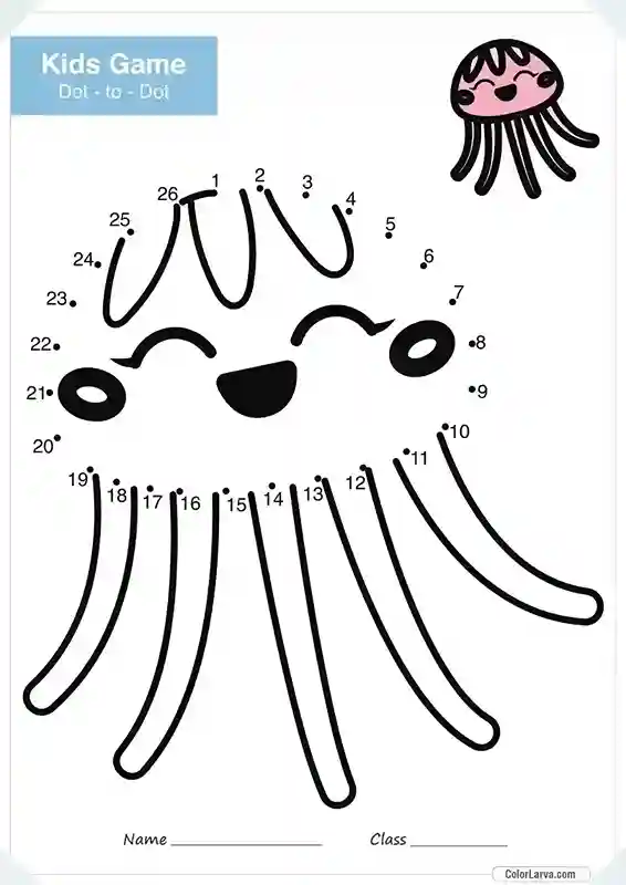 Free Connect the Dots Game Worksheet 9 Jelly Fish