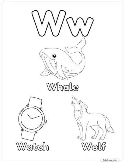 Free Printable Alphabet Coloring Pages for Kids - Letter W