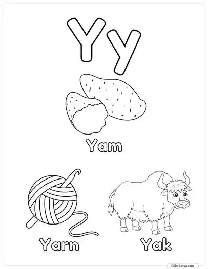 Free Printable Alphabet Coloring Pages for Kids - Letter Y