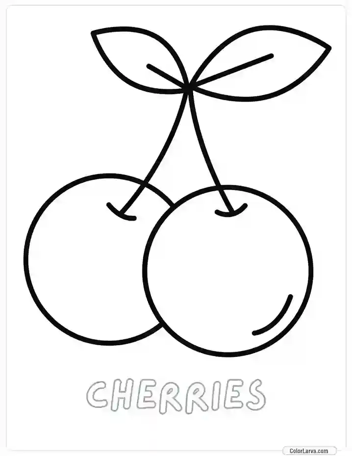 Fruit Coloring Pages for Kids - Cherries