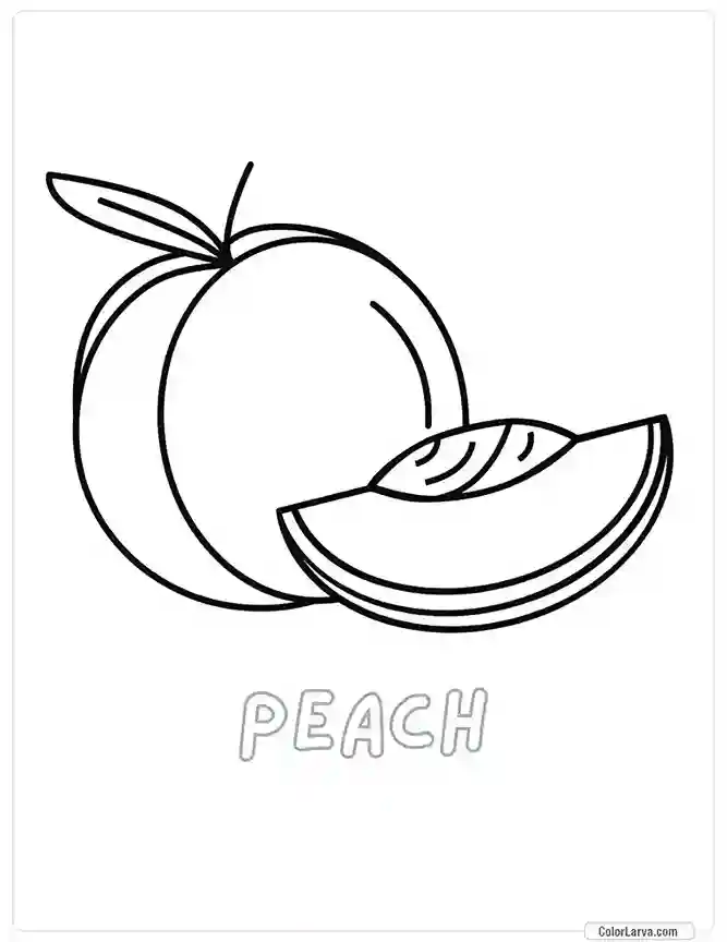 Fruit Coloring Pages for Kids - Peach