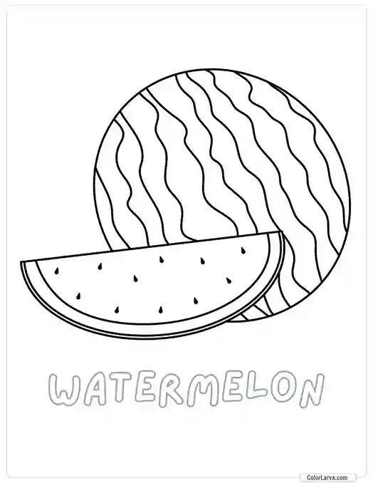 Fruit Coloring Pages for Kids - Watermelon 2