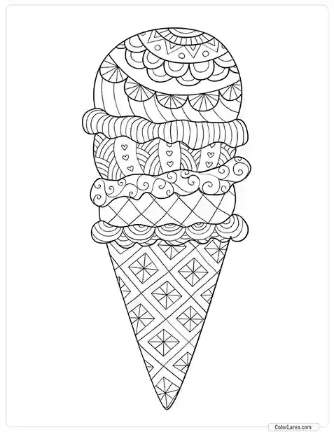 Ice Cream Coloring Pages for Kids and Adults 2