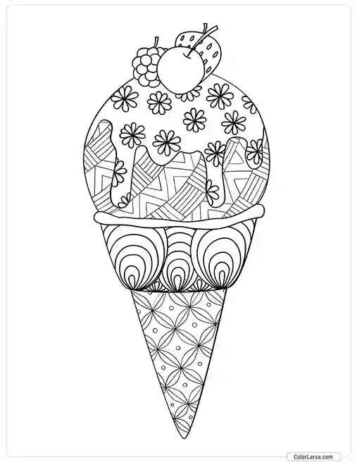 Ice Cream Coloring Pages for Kids and Adults 4