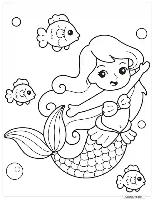 Mermaid Coloring Pages for Kids 1