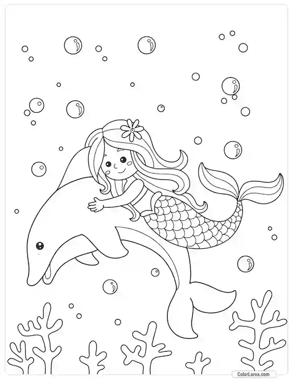 Mermaid Coloring Pages for Kids 10