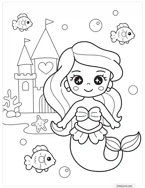 Mermaid Coloring Pages for Kids 11