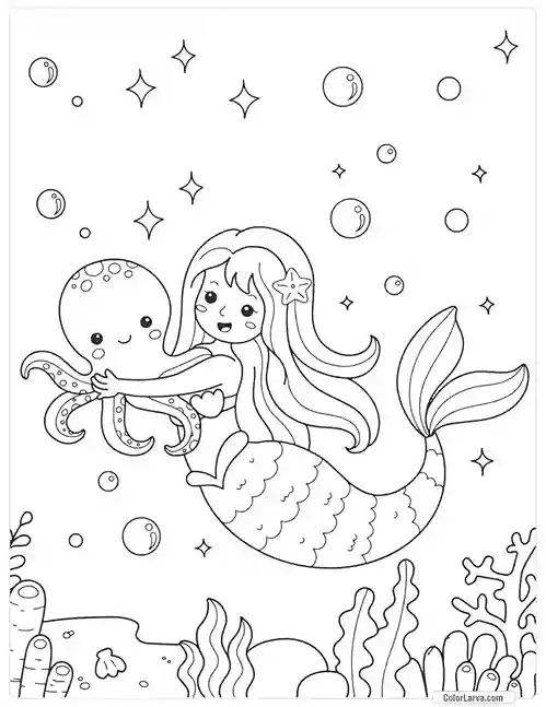 Mermaid Coloring Pages for Kids 12