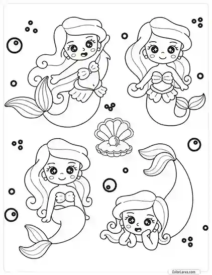 Mermaid Coloring Pages for Kids 2