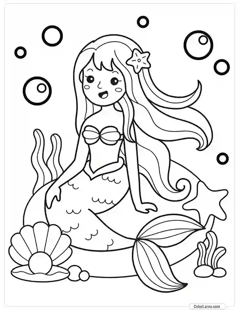 Mermaid Coloring Pages for Kids 3