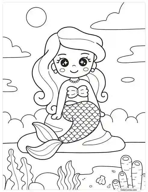 Mermaid Coloring Pages for Kids 4