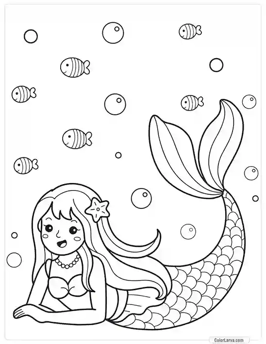 Mermaid Coloring Pages for Kids 5