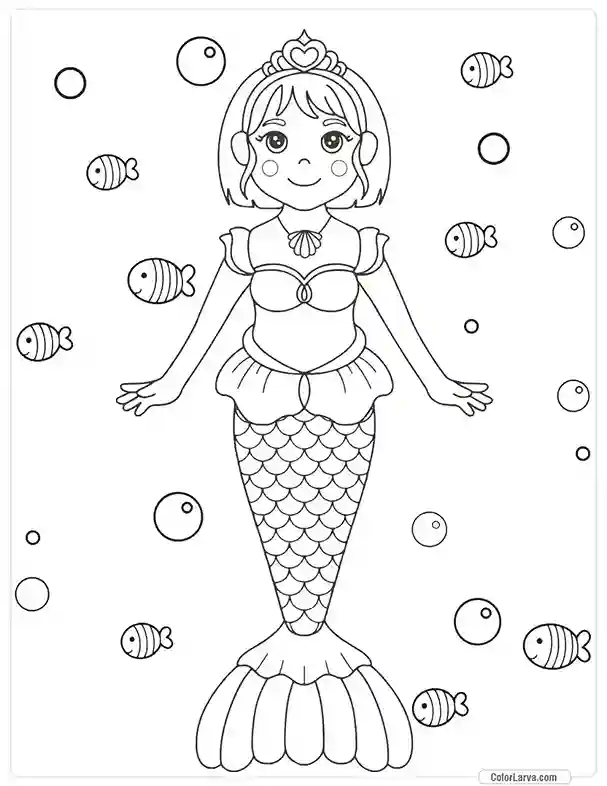 Mermaid Coloring Pages for Kids 6