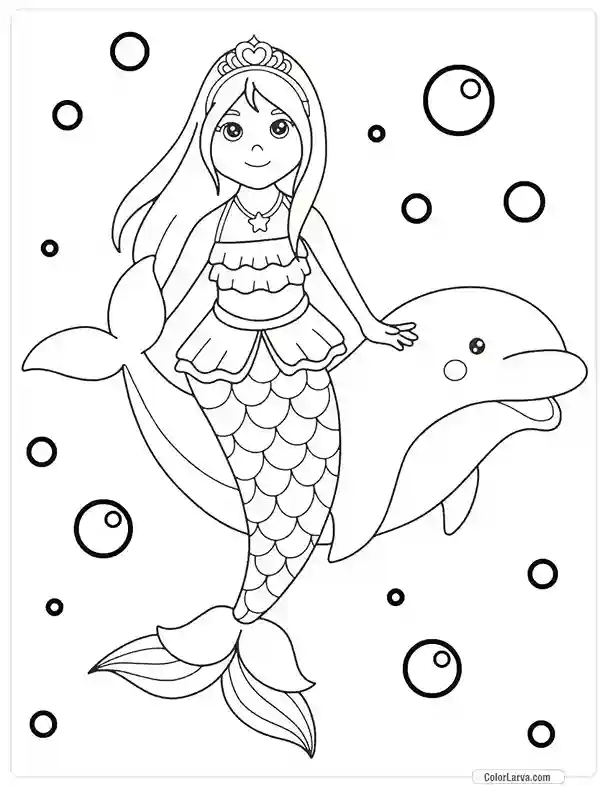 Mermaid Coloring Pages for Kids 7