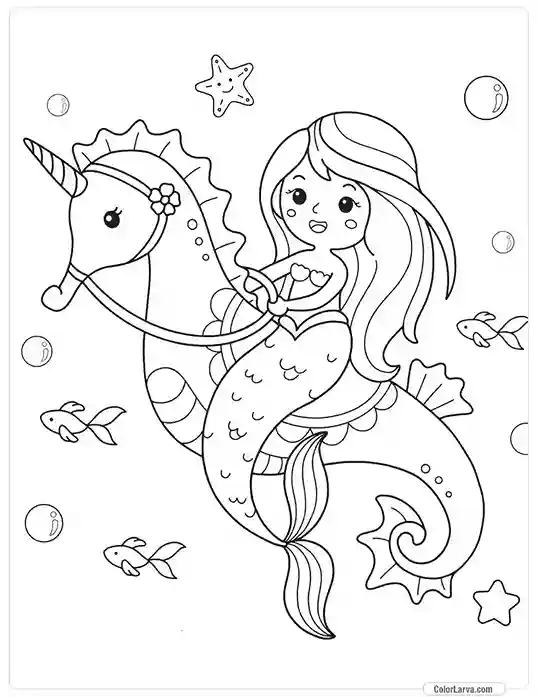 Mermaid Coloring Pages for Kids 8