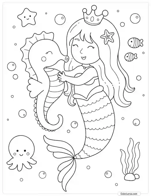 Mermaid Coloring Pages for Kids 9