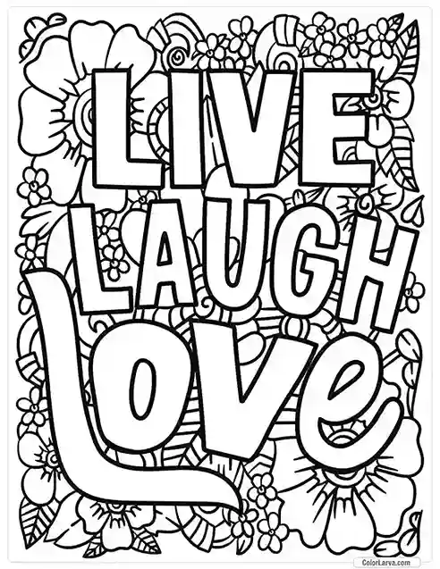 Quotes Coloring Pages - Live Laugh