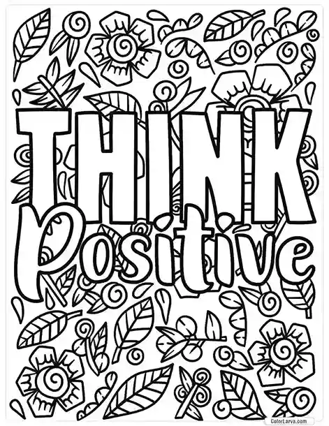 Quotes Coloring Pages - Think Positive