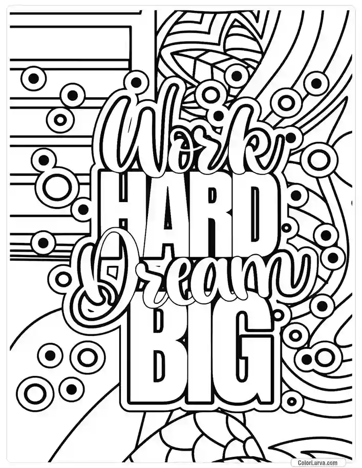 Quotes Coloring Pages - Work Hard