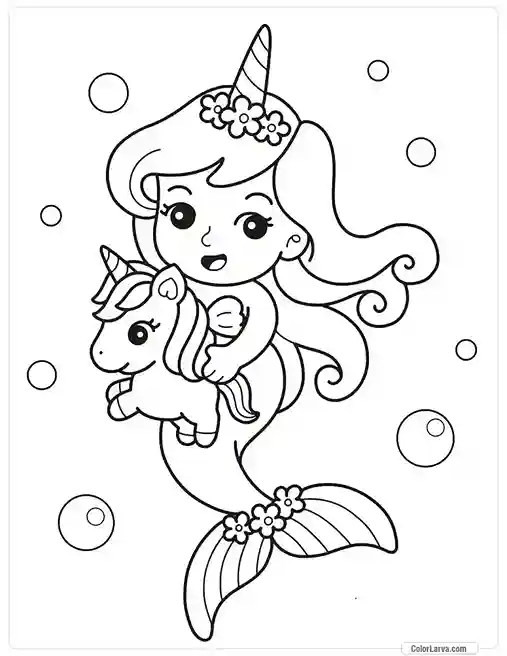 Unicorn Coloring Pages for Kids 4 Mermaid