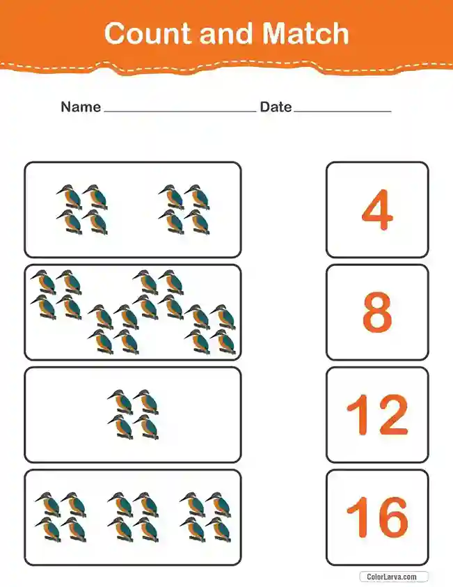 Count and Match Numbers Worksheets 1