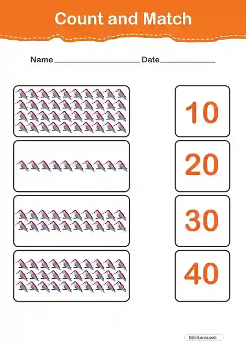 Count and Match Numbers Worksheets 10