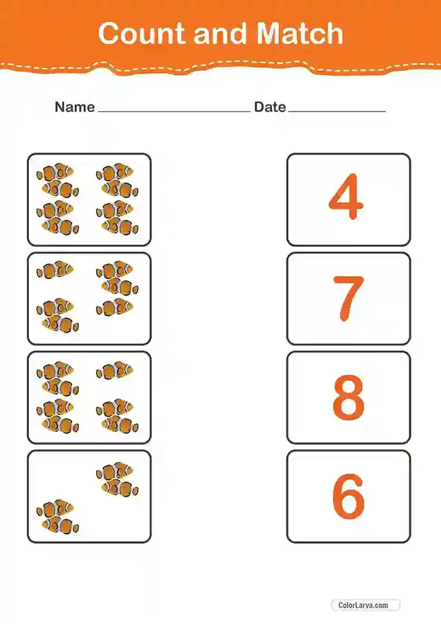 Count and Match Numbers Worksheets 14