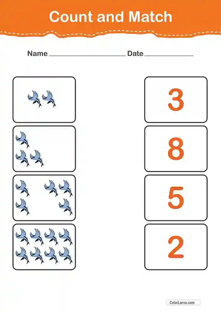 Count and Match Numbers Worksheets 17