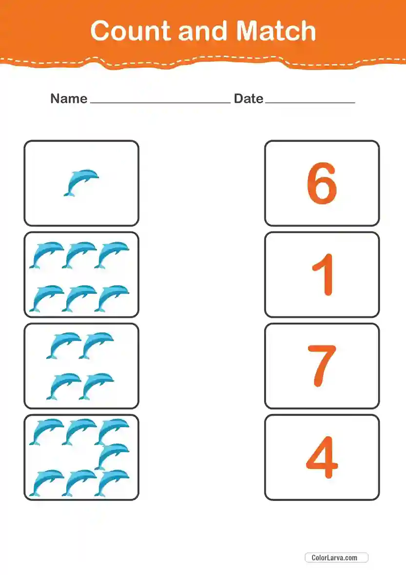 Count and Match Numbers Worksheets 18