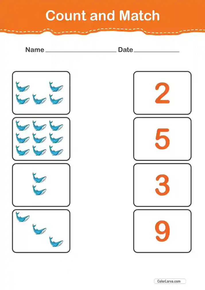 Count and Match Numbers Worksheets 19